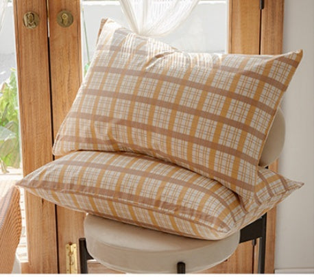 KTX-975251 Retro Style Cotton Plaid Four-Piece Bedding Set for 1.8m Bed