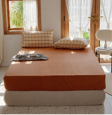 KTX-975251 Retro Style Cotton Plaid Four-Piece Bedding Set for 1.8m Bed