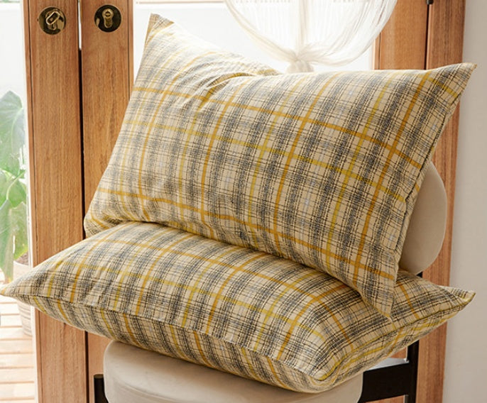 KTX-975251 Retro Style Cotton Plaid Four-Piece Bedding Set for 1.8m Bed