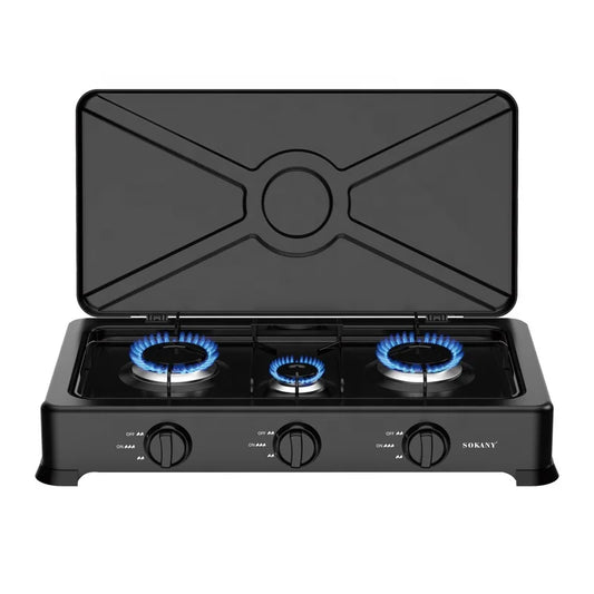 KTX-975443 Stainless Steel Outdoor Gas Stove with Three Burners for Household Cooking