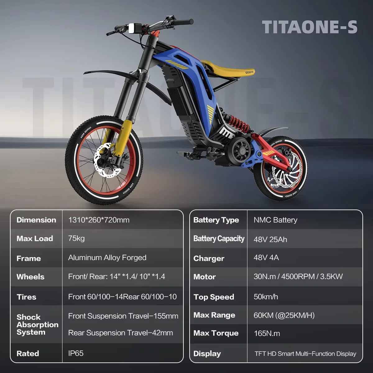 KTX-975635 3500W 48V Off-Road Electric Dirt Bike for Teenagers - Speed Up to 50km/h, Aluminum Frame, Max Load 75kg