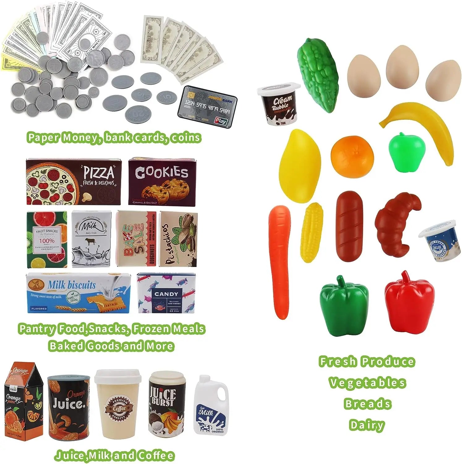 KTX-975763 Mini Trolley Shopping Basket and Cashier Machine Toy Set for Kids Age 2 to 13 Years