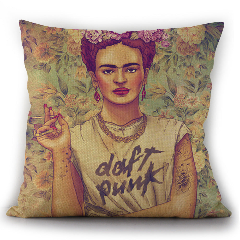 KTX-975763 Self-Portrait Style Linen Cushion Pillowcase - Modern 45x45cm Decorative Cover