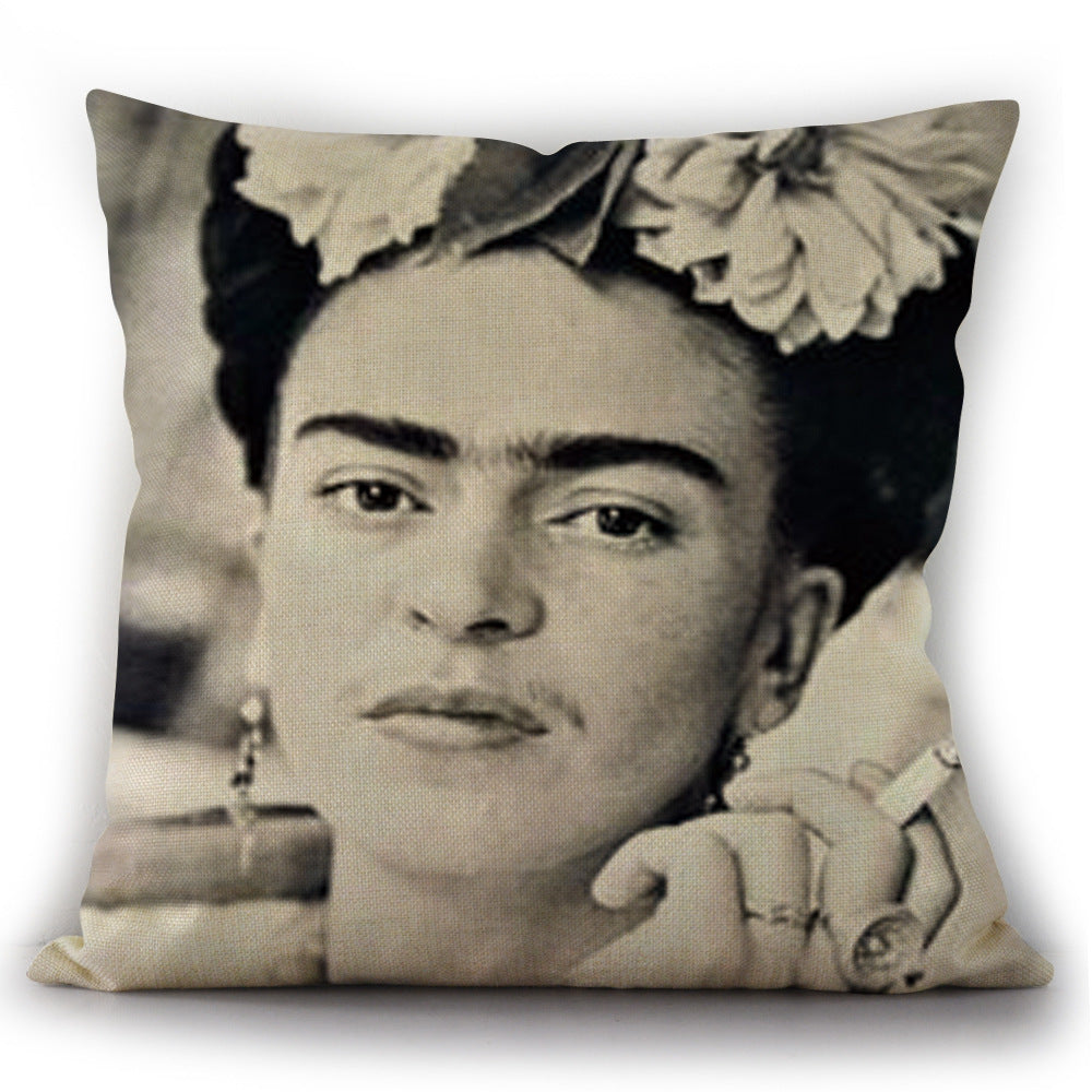 KTX-975763 Self-Portrait Style Linen Cushion Pillowcase - Modern 45x45cm Decorative Cover