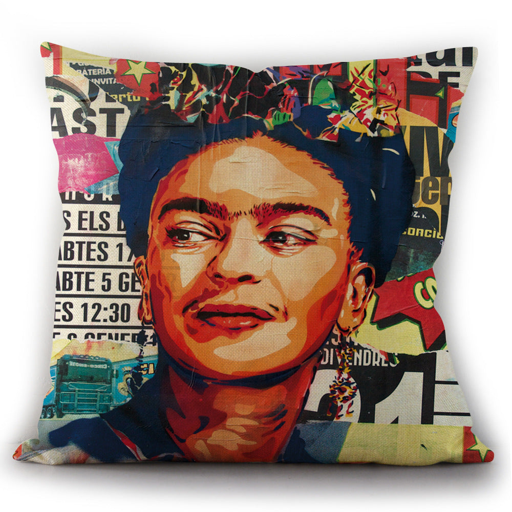 KTX-975763 Self-Portrait Style Linen Cushion Pillowcase - Modern 45x45cm Decorative Cover