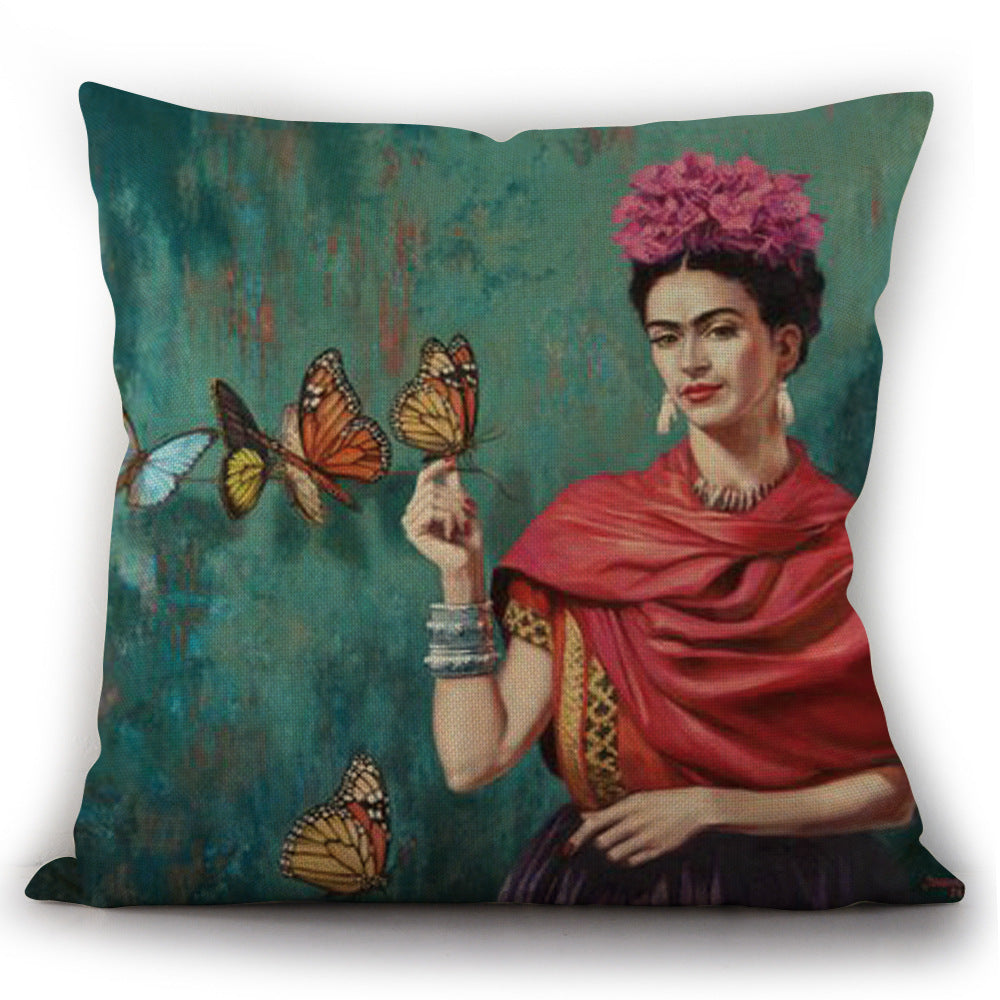KTX-975763 Self-Portrait Style Linen Cushion Pillowcase - Modern 45x45cm Decorative Cover