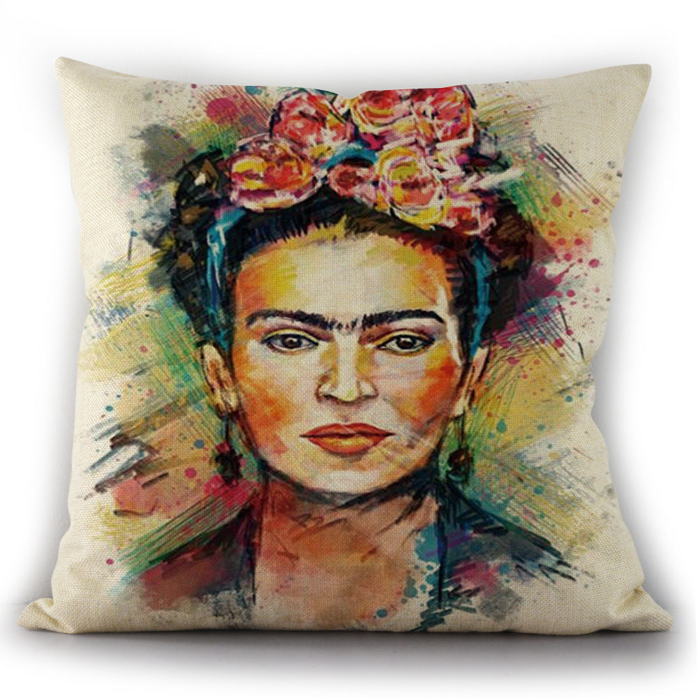 KTX-975763 Self-Portrait Style Linen Cushion Pillowcase - Modern 45x45cm Decorative Cover