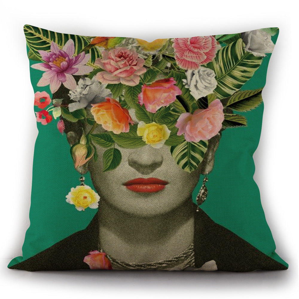 KTX-975763 Self-Portrait Style Linen Cushion Pillowcase - Modern 45x45cm Decorative Cover