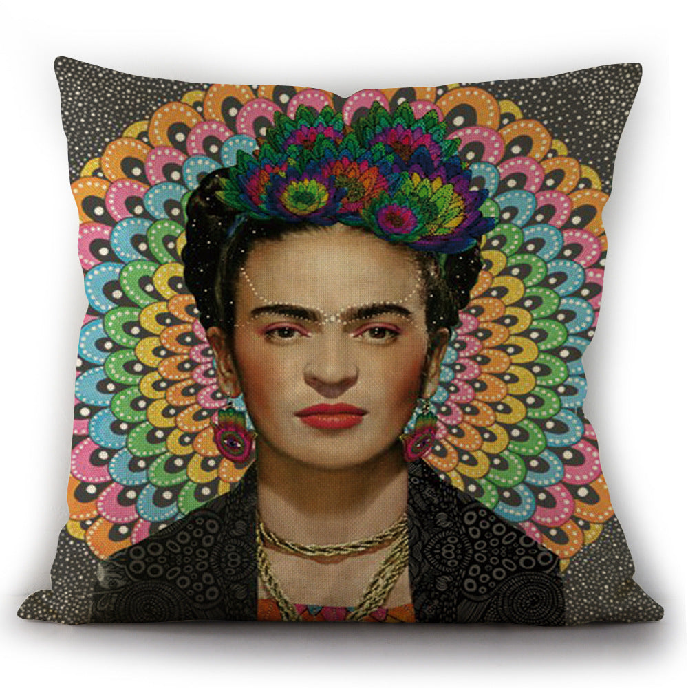 KTX-975763 Self-Portrait Style Linen Cushion Pillowcase - Modern 45x45cm Decorative Cover