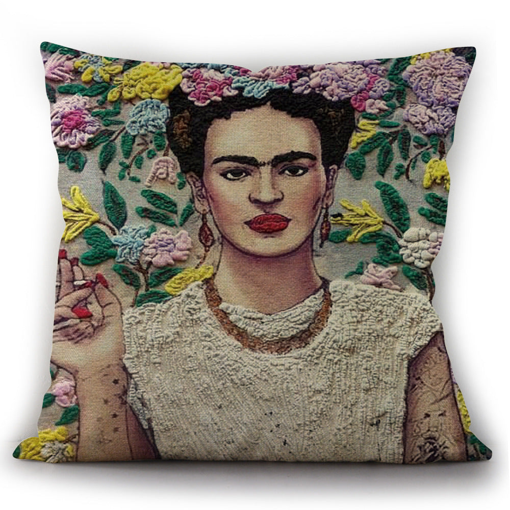 KTX-975763 Self-Portrait Style Linen Cushion Pillowcase - Modern 45x45cm Decorative Cover