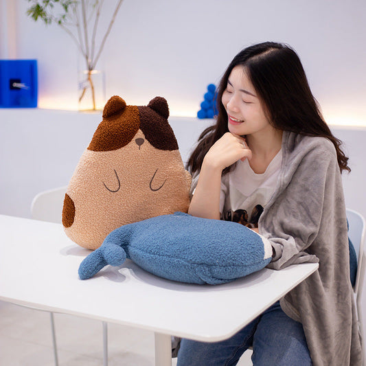 KTX-975891 Cozy Plush Whale and Fox Pillow with Blanket Set, Modern Design