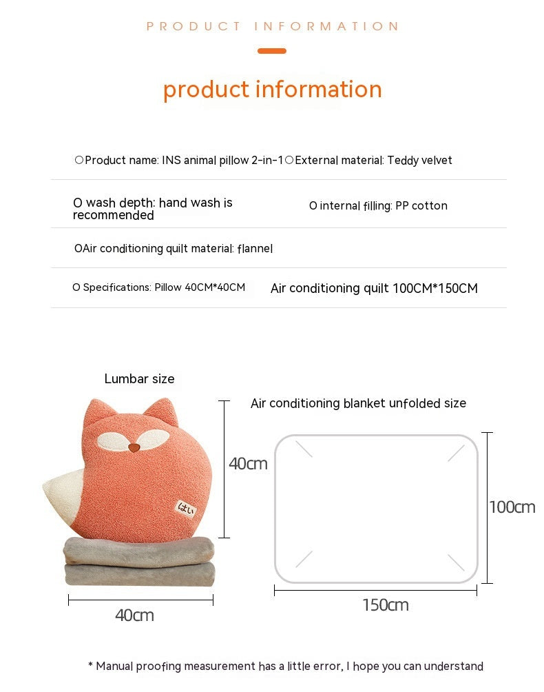 KTX-975891 Cozy Plush Whale and Fox Pillow with Blanket Set, Modern Design