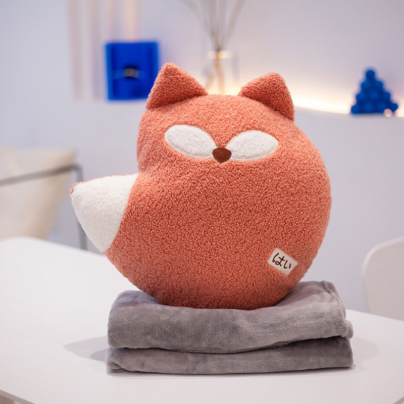 KTX-975891 Cozy Plush Whale and Fox Pillow with Blanket Set, Modern Design