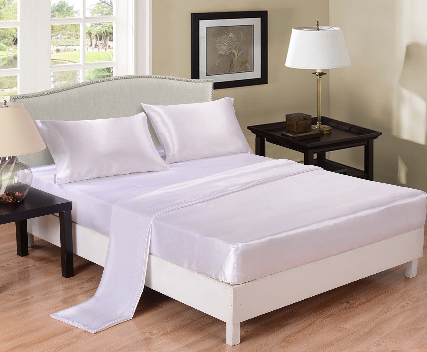 KTX-976083 Silk Satin Bedding Set for TWIN, FULL, QUEEN, KING Sizes - Soft & Comfortable Home Textiles