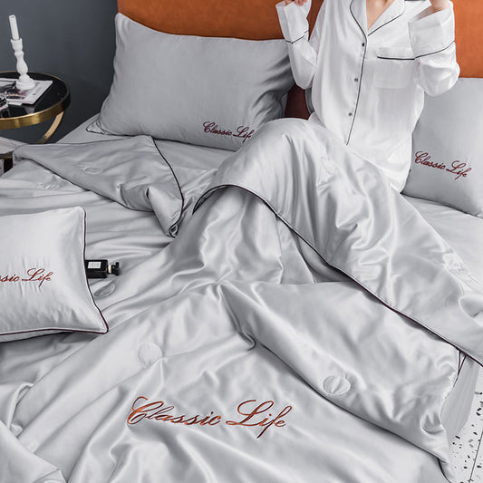 KTX-977555 Cooling Polyester Fiber 4-Piece Sheet and Fitted Sheet Set