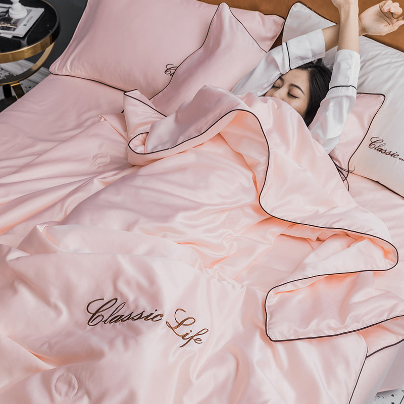 KTX-977555 Cooling Polyester Fiber 4-Piece Sheet and Fitted Sheet Set