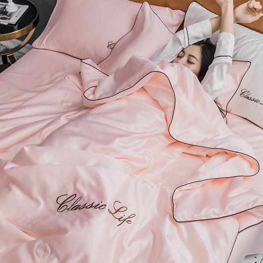 KTX-977555 Cooling Polyester Fiber 4-Piece Sheet and Fitted Sheet Set