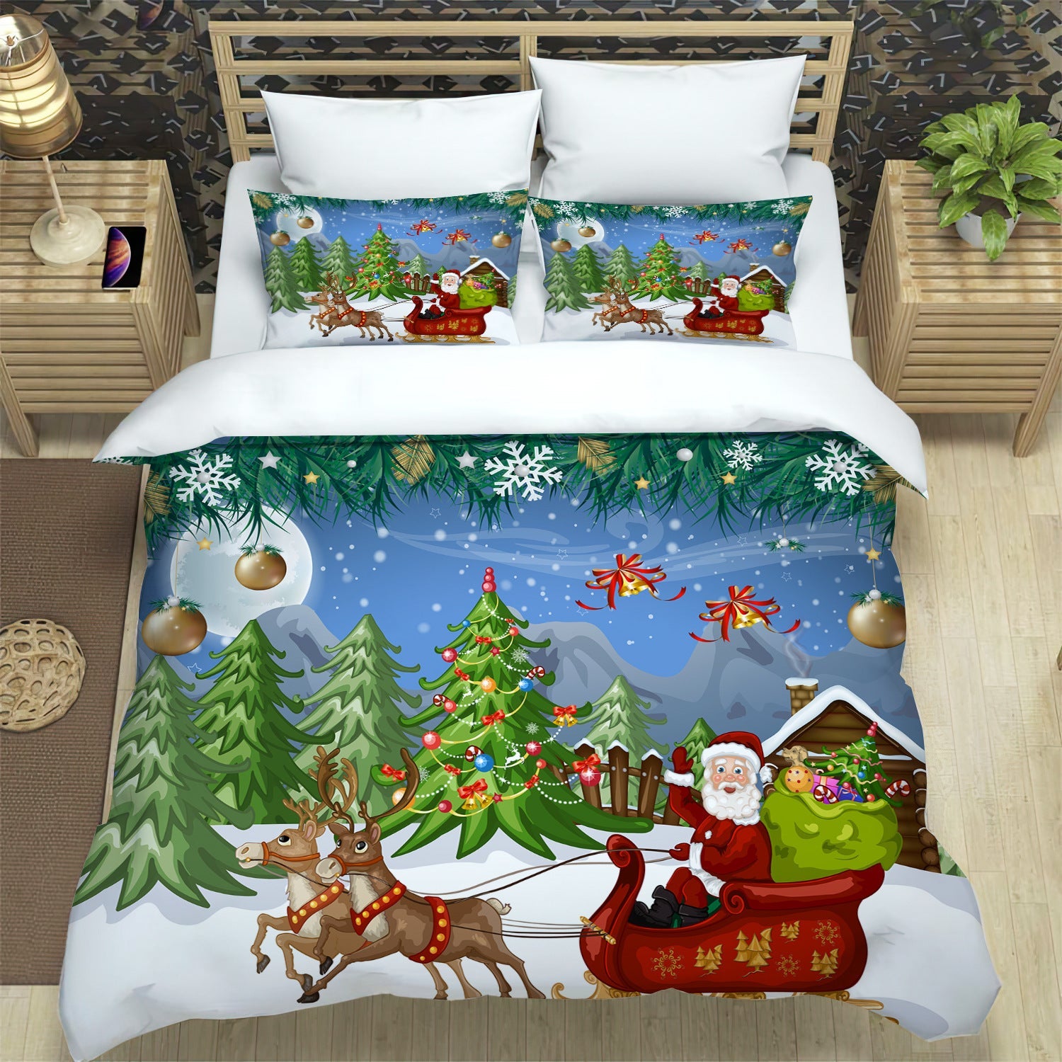 KTX-978707 Digital Printing Brushed Cloth Bedding Set with Quilt Cover and Pillowcase - Multiple Sizes Available