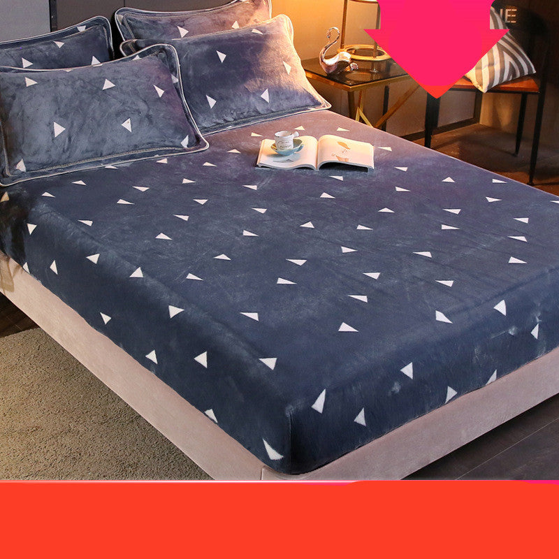 KTX-979219 Warm Coral Fleece Cartoon Bed Sheets – Non-slip, Various Sizes and Patterns Available