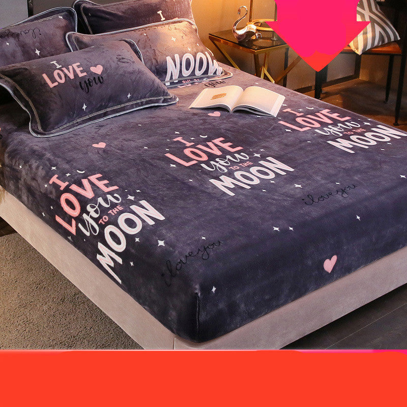 KTX-979219 Warm Coral Fleece Cartoon Bed Sheets – Non-slip, Various Sizes and Patterns Available