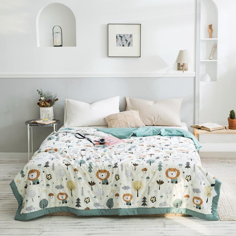 KTX-979539 Summer Printed Quilt for Air Conditioner - Soft Washed Cotton, Machine Washable, Low Temp Care