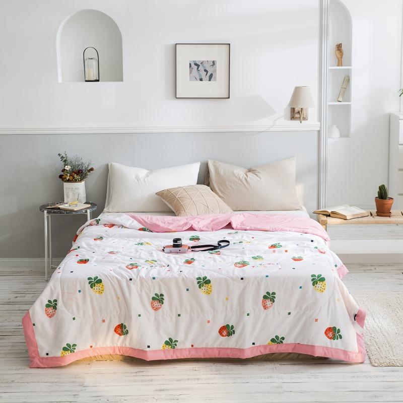 KTX-979539 Summer Printed Quilt for Air Conditioner - Soft Washed Cotton, Machine Washable, Low Temp Care