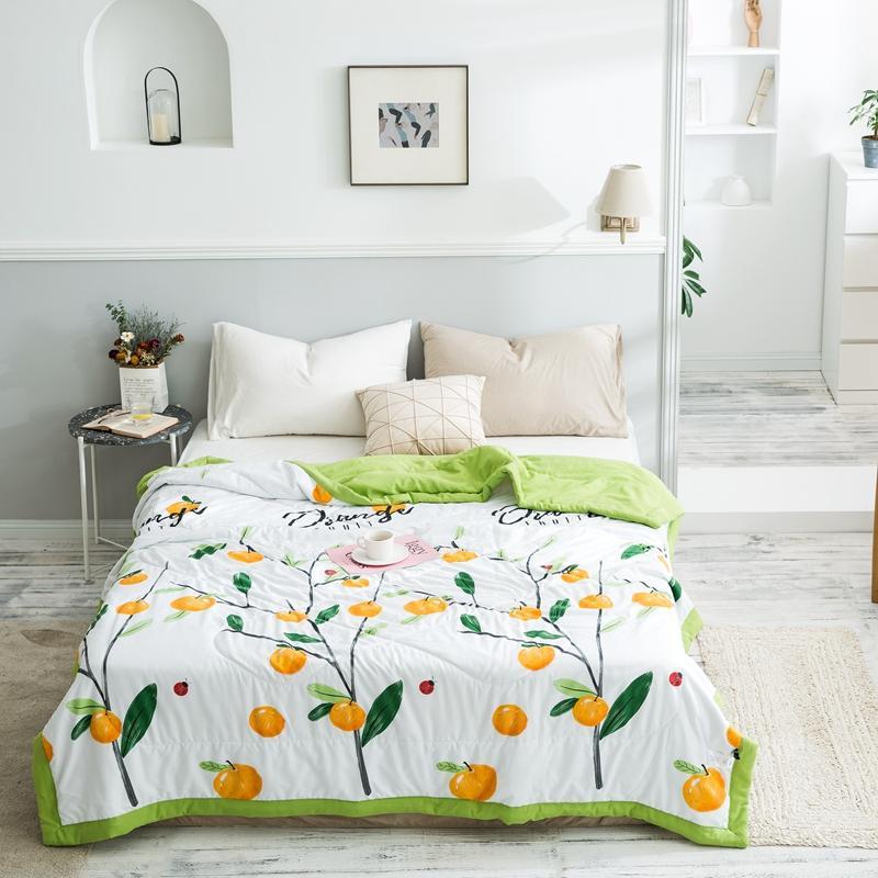 KTX-979539 Summer Printed Quilt for Air Conditioner - Soft Washed Cotton, Machine Washable, Low Temp Care