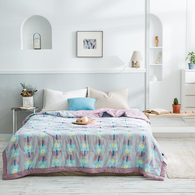 KTX-979539 Summer Printed Quilt for Air Conditioner - Soft Washed Cotton, Machine Washable, Low Temp Care
