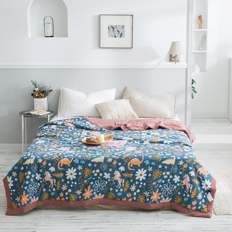 KTX-979539 Summer Printed Quilt for Air Conditioner - Soft Washed Cotton, Machine Washable, Low Temp Care