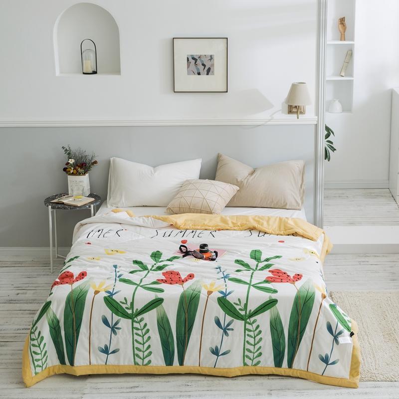 KTX-979539 Summer Printed Quilt for Air Conditioner - Soft Washed Cotton, Machine Washable, Low Temp Care