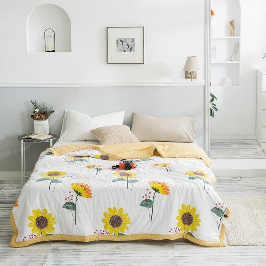 KTX-979539 Summer Printed Quilt for Air Conditioner - Soft Washed Cotton, Machine Washable, Low Temp Care