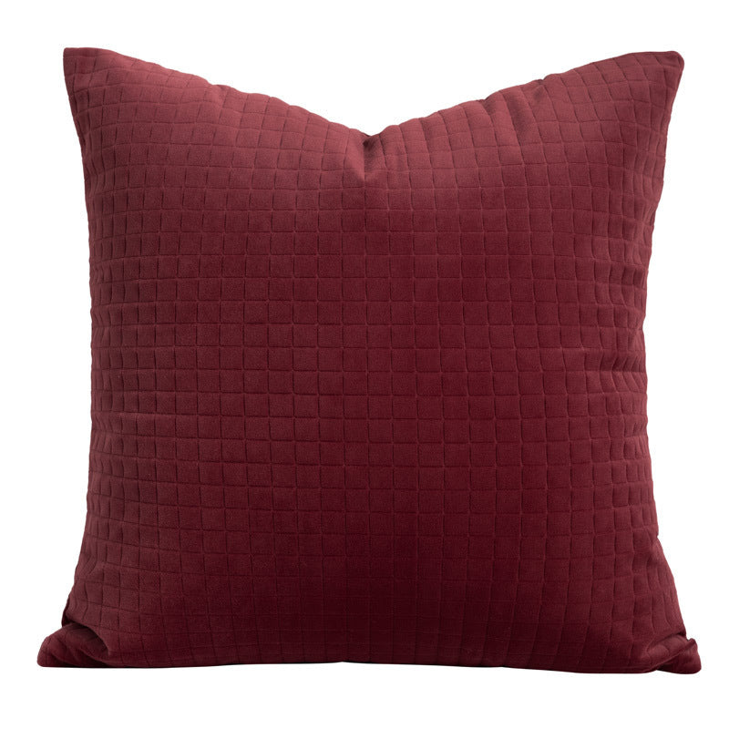 KTX-980691 Bordeaux Red Luxury Pillow Set with Embroidery and Textured Designs - 45x45cm