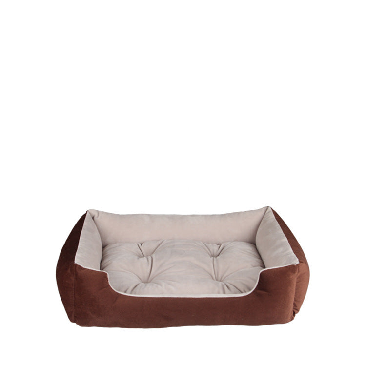 KTX-980819 Thin Striped Square Pet Bed for Cats and Dogs - Soft, Breathable Fabric with Waterproof Bottom