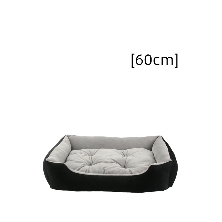 KTX-980819 Thin Striped Square Pet Bed for Cats and Dogs - Soft, Breathable Fabric with Waterproof Bottom