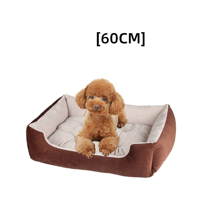 KTX-980819 Thin Striped Square Pet Bed for Cats and Dogs - Soft, Breathable Fabric with Waterproof Bottom