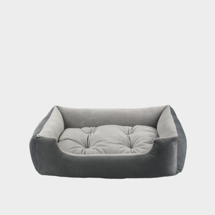 KTX-980819 Thin Striped Square Pet Bed for Cats and Dogs - Soft, Breathable Fabric with Waterproof Bottom