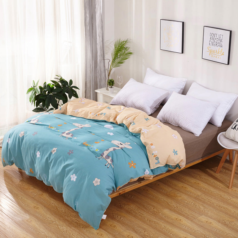 KTX-981011 Cotton Duvet Cover with Semi-Reactive Printing in Pastoral Style