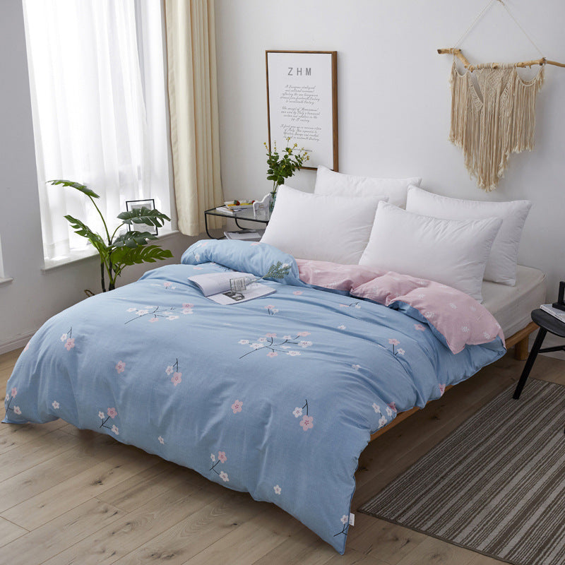 KTX-981011 Cotton Duvet Cover with Semi-Reactive Printing in Pastoral Style