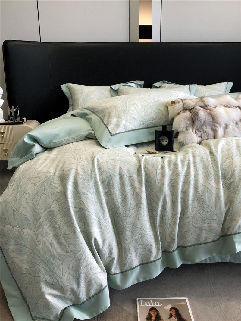 KTX-983763 Geometric Floral Long-Staple Cotton Four-Piece Bedding Set for Twin and Full Beds