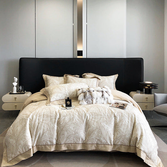 KTX-983763 Geometric Floral Long-Staple Cotton Four-Piece Bedding Set for Twin and Full Beds