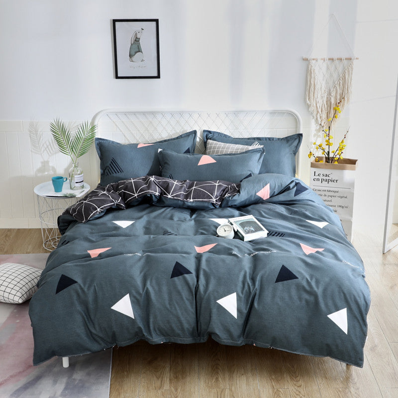 KTX-983827 Cotton Brushed Duvet Cover with Various Floral and Geometric Patterns, Available in Multiple Sizes