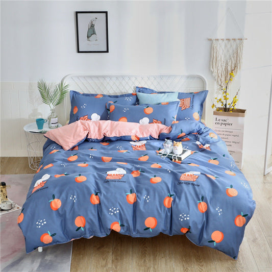KTX-983827 Cotton Brushed Duvet Cover with Various Floral and Geometric Patterns, Available in Multiple Sizes