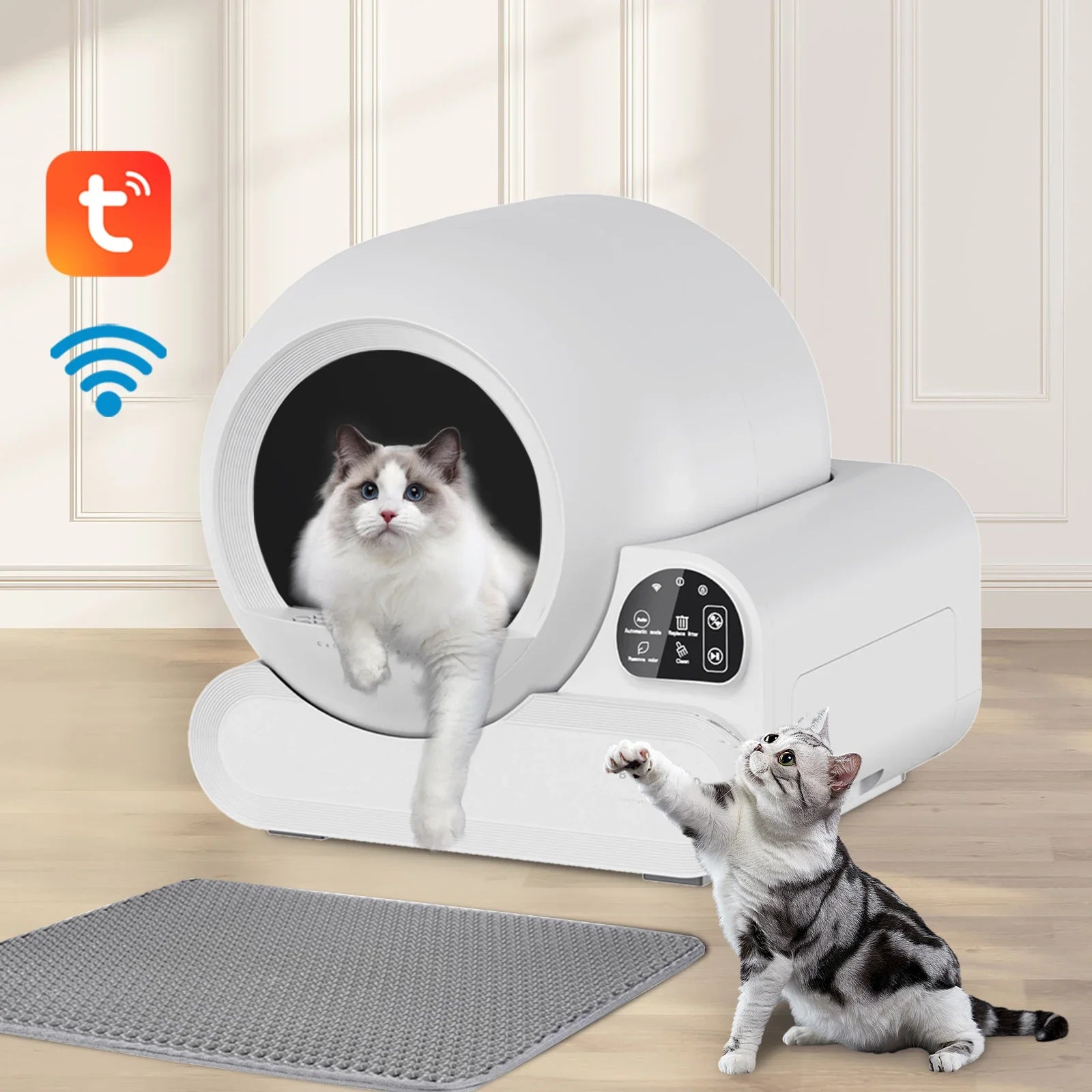 KTX-984275 Smart Self-Cleaning Cat Litter Box with APP Control and Infrared Sensor, 70L Capacity for Cats up to 10kg