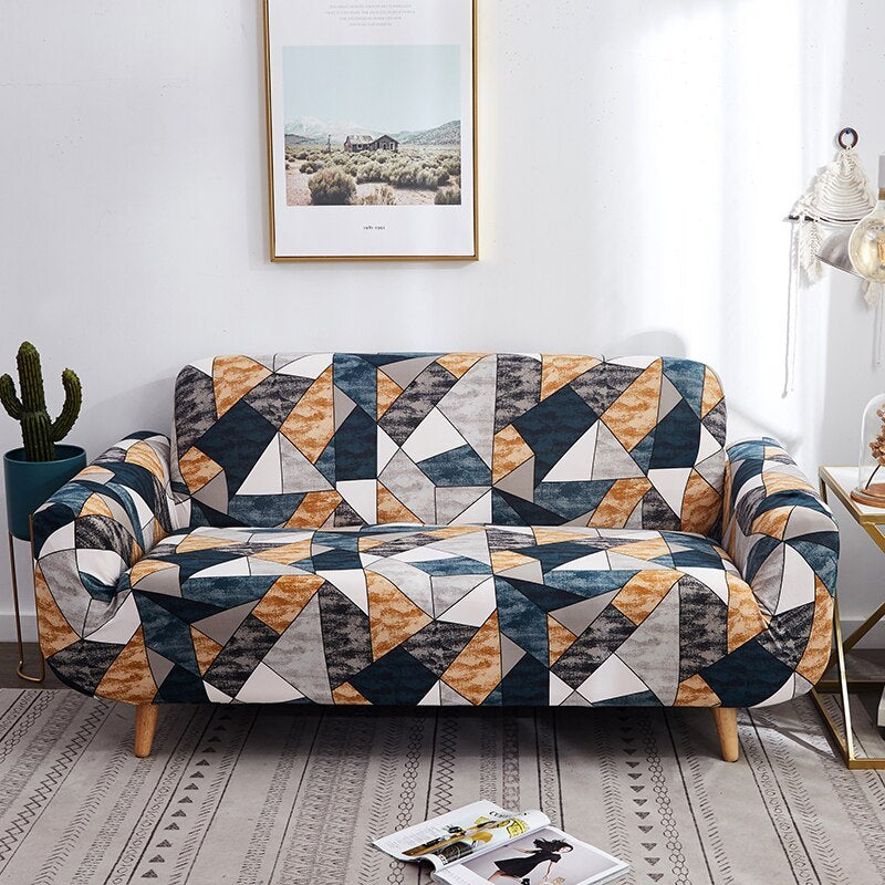 KTX-984915 Elastic Polyester Sofa Cover in Modern Striped Design