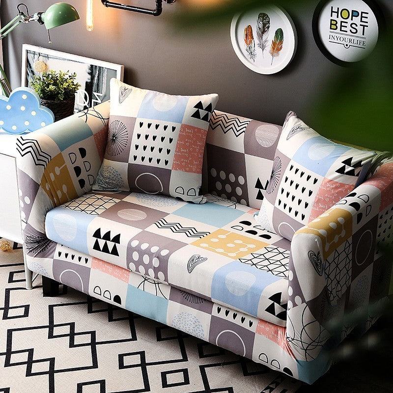 KTX-984915 Elastic Polyester Sofa Cover in Modern Striped Design