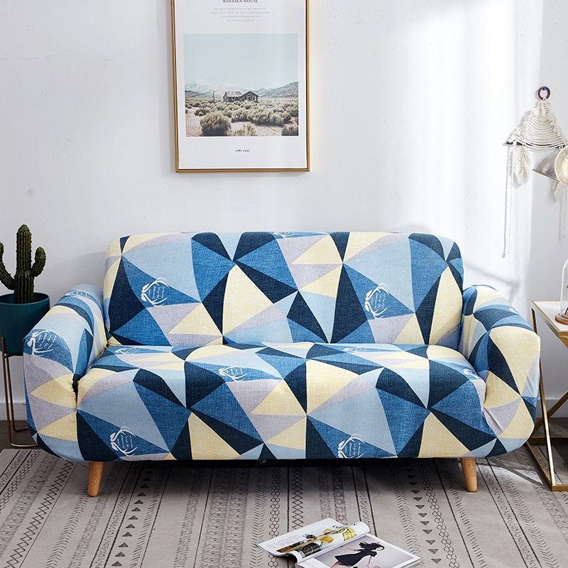 KTX-984915 Elastic Polyester Sofa Cover in Modern Striped Design