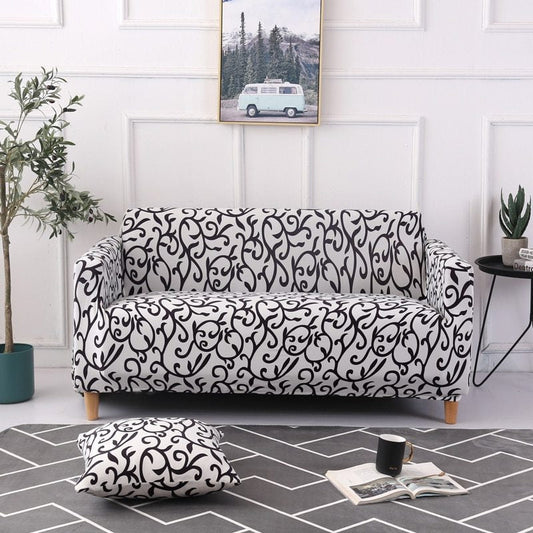 KTX-984915 Elastic Polyester Sofa Cover in Modern Striped Design