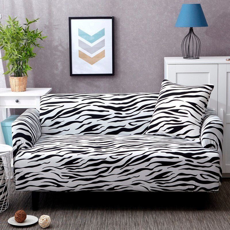 KTX-984915 Elastic Polyester Sofa Cover in Modern Striped Design