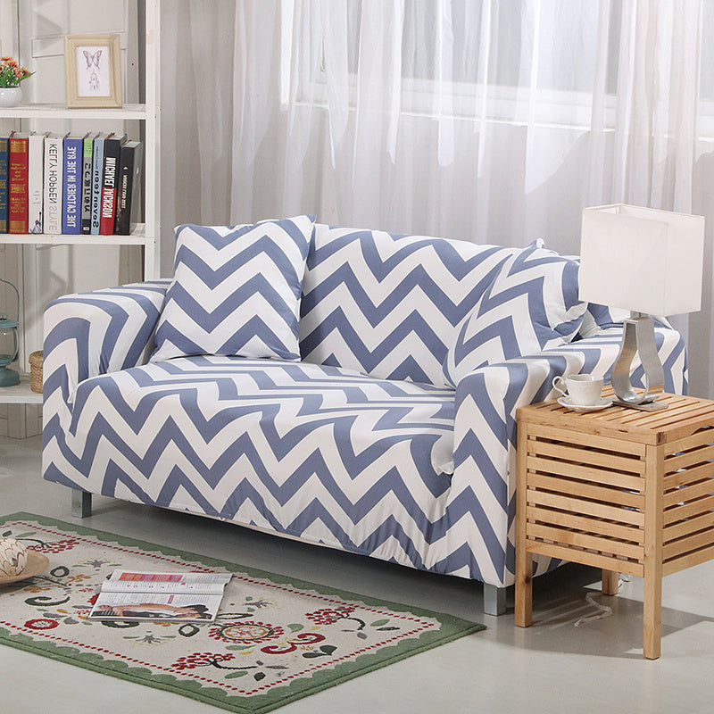 KTX-984915 Elastic Polyester Sofa Cover in Modern Striped Design
