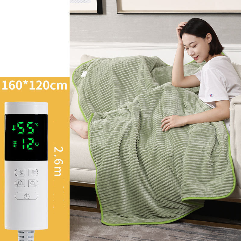 KTX-984979 Flannel Electric Blanket for All Seasons - Cozy Heated Warm Quilt in Grey, Green, and Begonia Red